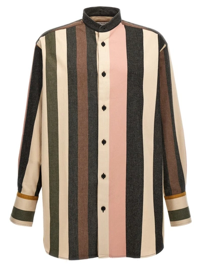 Shop Jw Anderson J.w. Anderson Logo Embroidered Striped Shirt In Multicolor