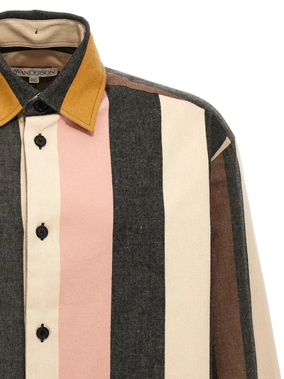 Shop Jw Anderson J.w. Anderson Logo Embroidered Striped Shirt In Multicolor