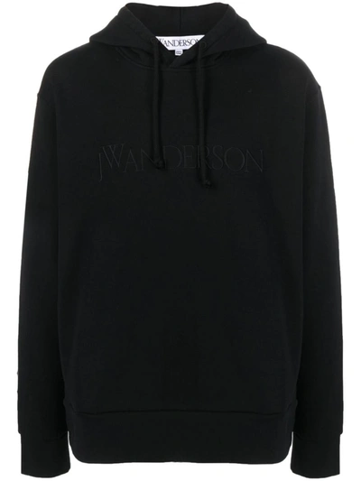 Shop Jw Anderson J.w. Anderson Logo-embroidered Hoodie In Black