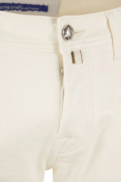 Shop Jacob Cohen Five-pocket Jeans Trousers In Milk