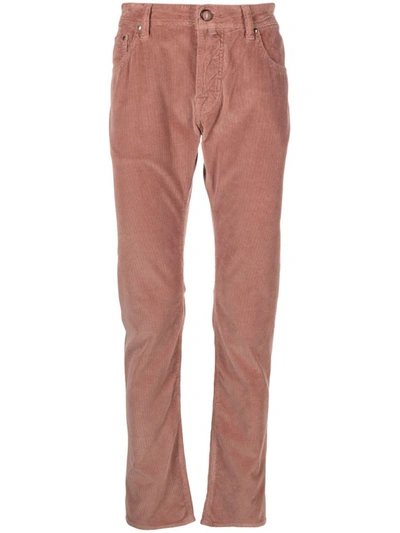 Shop Jacob Cohen Nick Slim Fit Corduroy Trousers In Pink