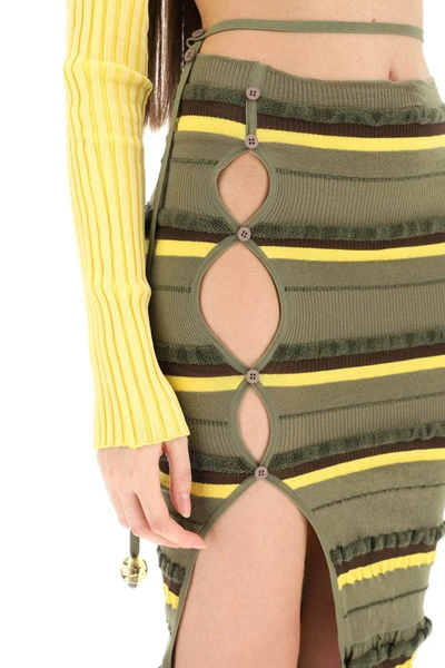 Shop Jacquemus 'la Maille Concha' Midi Skirt In Green