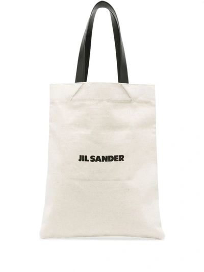 Shop Jil Sander Book Tote Linen Shopping Bag In Beige
