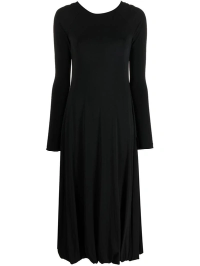 Shop Jil Sander Long Dress In Viscose In Black