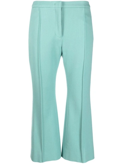 Jil Sander Cropped Mid-rise Trousers With Slit Pockets In Clear Blue