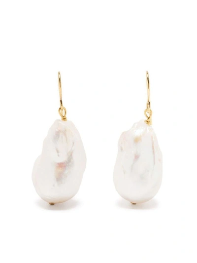 Shop Jil Sander Pearl Pendant Earrings In White