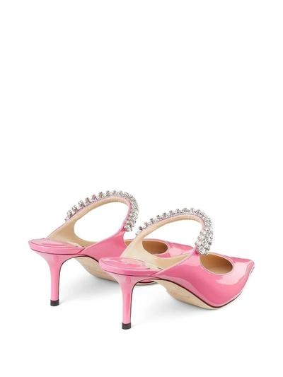 Shop Jimmy Choo Bing 65 Crystal Strap Patent Leather Mules In Pink