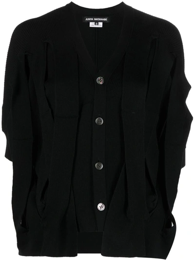 Shop Junya Watanabe Cardigan With Cut Out Details In Black