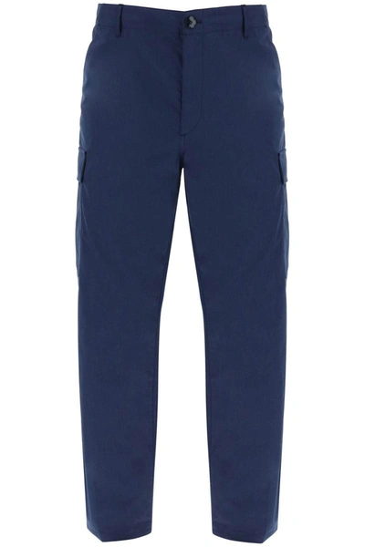 Shop Kenzo Cargo Pants Featuring 'boke Flower' Button In Blue