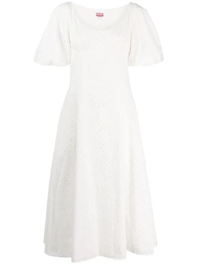 Shop Kenzo Cotton Midi Dress In White