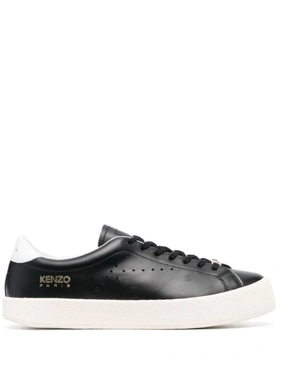 Shop Kenzo Leather Sneaker With Logo In Black