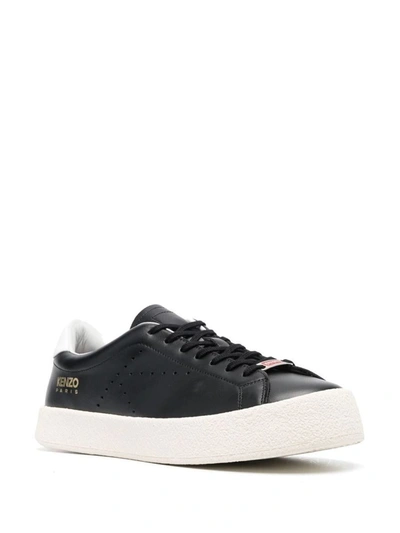 Shop Kenzo Leather Sneaker With Logo In Black