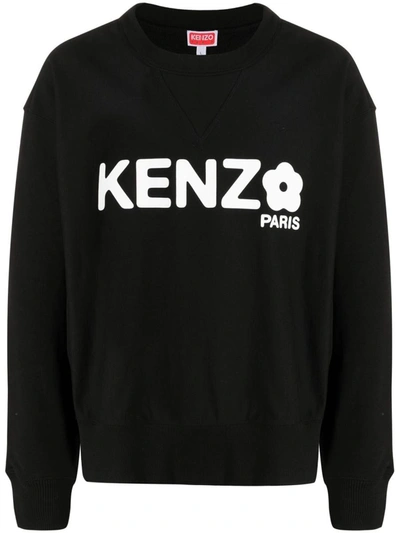 Shop Kenzo Logo Cotton Crewneck Sweatshirt In Black
