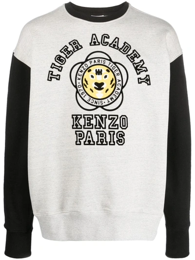 Shop Kenzo Tiger Academy Oversize Cotton Sweatshirt In Grey