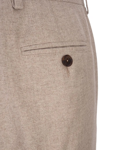 Shop Kiton Beige Cashmere Wide Leg Trousers In Brown