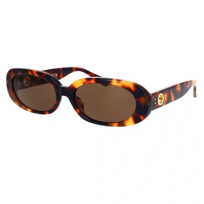 Shop Linda Farrow Sunglasses In Tartarugato