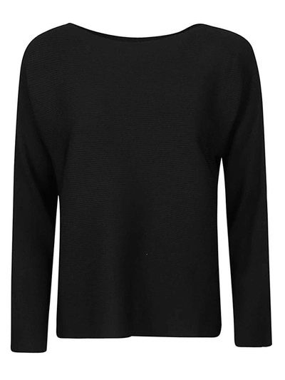 Shop Liviana Conti Ribbed Viscose Sweater In Black