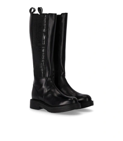 Shop Love Moschino Black High Boot With Logo