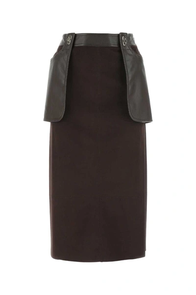 Low Classic Chocolate Synthetic Leather Skirt In Brown