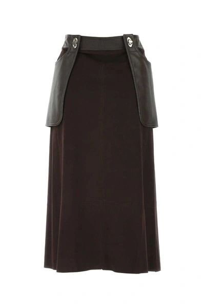 Low Classic Chocolate Synthetic Leather Skirt In Brown