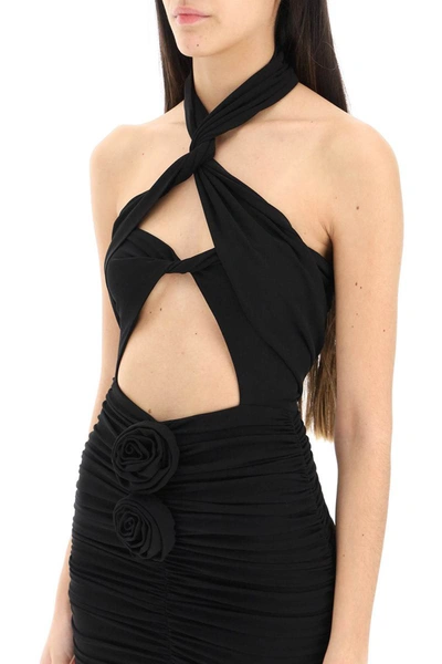 Shop Magda Butrym Twisted Bust Cut-out Mini Dress In Black