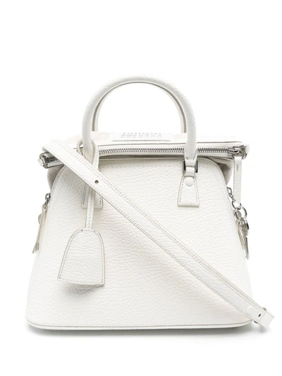 Shop Maison Margiela 5ac Mini Leather Handbag In White