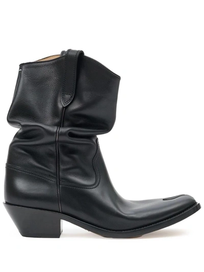 Shop Maison Margiela Tabi Western Leather Ankle Boots In Black