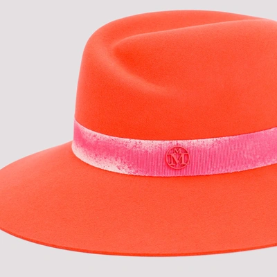 Shop Maison Michel Virginie Wool Hat In Pink &amp; Purple