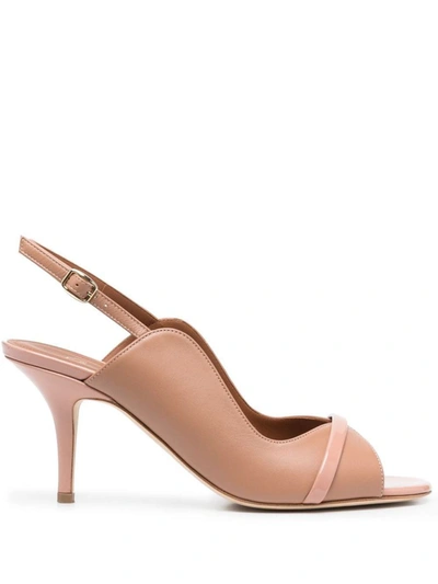 Shop Malone Souliers Jenny 70 Leather Slingback Pumps In Powder