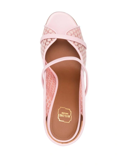 Shop Malone Souliers Norah Lace Mesh Heel Mules In Pink