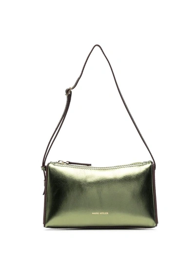 Shop Manu Atelier Mini Prisma Leather Shoulder Bag In Green