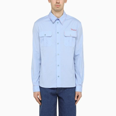 Shop Marni Light Slim-fit Poplin Shirt In Blue