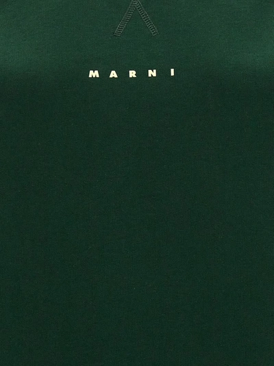Shop Marni Logo Print Sweatshirt In Green