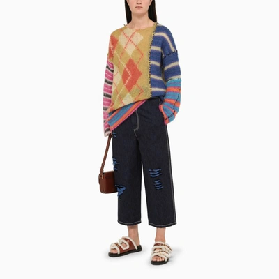Marni Patchwork Brushed Jacquard-knit Mohair-blend Sweater In Multicolor