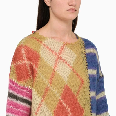 Marni Patchwork Brushed Jacquard-knit Mohair-blend Sweater In Multicolor