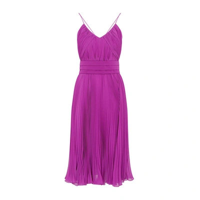 Shop Max Mara Clarino Plisse Midi Dress In Pink &amp; Purple