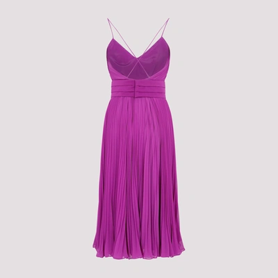 Shop Max Mara Clarino Plisse Midi Dress In Pink &amp; Purple