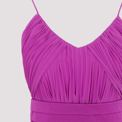 Shop Max Mara Clarino Plisse Midi Dress In Pink &amp; Purple