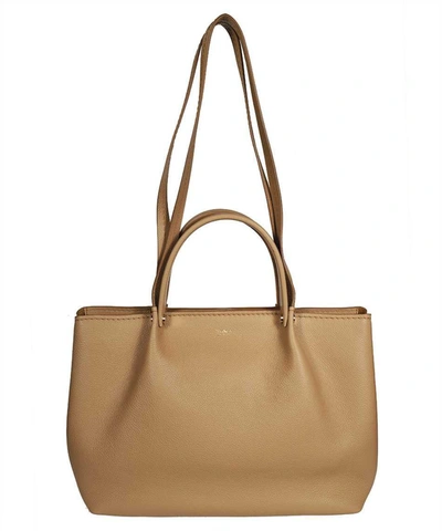 Shop Max Mara Leather Tote In Brown