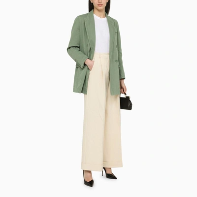 Shop Max Mara Sage Double-breasted Jacket In Green