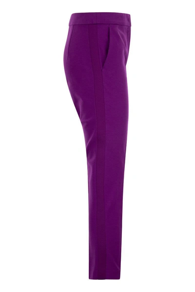 Shop Max Mara Tanga - Jersey Tuxedo Trousers In Purple