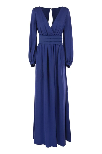 Shop Max Mara Tasca - Silk Georgette Dress In Blue