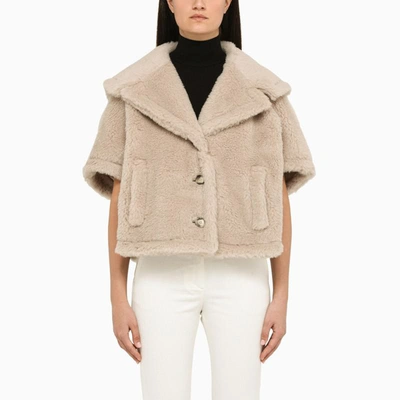 Shop Max Mara Teddy Sand Cape In Beige