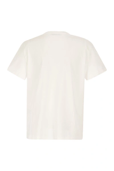 Shop Max Mara Tshirt - Cotton T-shirt With Embroidery In White/brown
