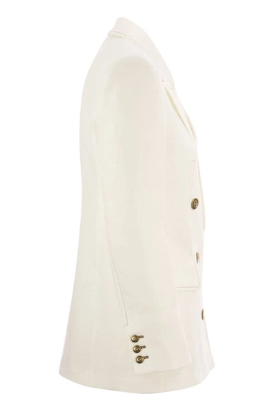 Shop Max Mara Verace - Linen Double-breasted Jacket In Cream