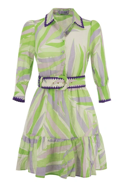 Shop Mc2 Saint Barth Daisi - Linen Short Dress In Green