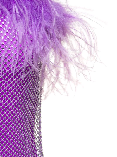Giuseppe Di Morabito Mini Purple Dress With Feather Trim And Rhinestone Embellishment In Polyamide Woman In Violet