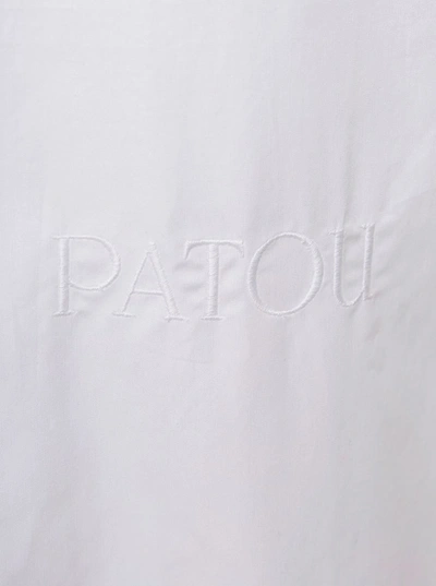 Shop Patou Mini White Shirt Dress With High Cuffs In Cotton Woman