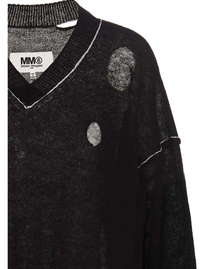 Shop Mm6 Maison Margiela Openwork Knit Dress In Black