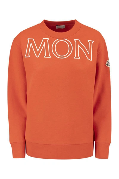 Shop Moncler Sweatshirt With Logo In Coral